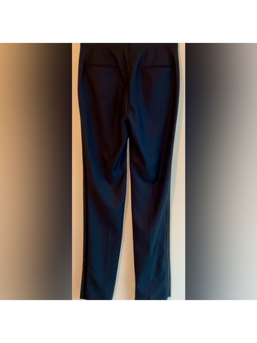 Knot Standard navy tuxedo unhemmed pants with black satin trim -waist 29/30 est.